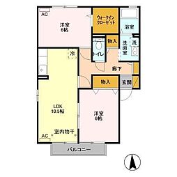 メゾンフィエルテC 2LDKの間取図画像