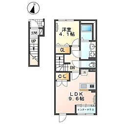 仮)足利市朝倉町新築アパート 1LDKの間取図画像