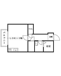 プレシャスガーデン1A ワンルームの間取図画像