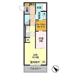 ミルアモールE 1LDKの間取図画像