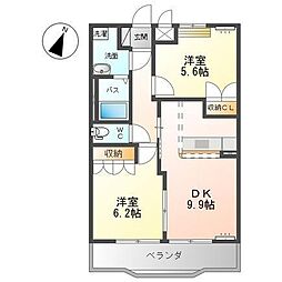 ロイヤルガーデン 2DKの間取図画像