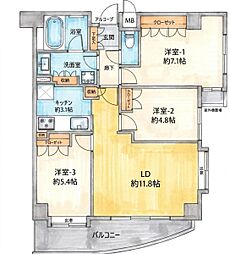 ヴィル・レーヴ鷺沼 3LDKの間取図画像
