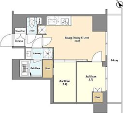 オーキッドレジデンス西大井 2階2LDKの間取り