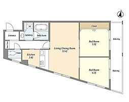 Gran Duo三軒茶屋IV 3階2LDKの間取り