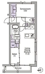 イプセ白金台 3階1SLDKの間取り
