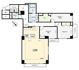アルカサル目黒花房山 4階3LDKの間取り