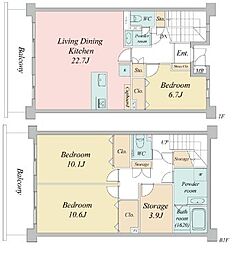 HF馬込レジデンス 1階3SLDKの間取り