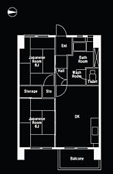 北砂四丁目住宅 2DKの間取図画像
