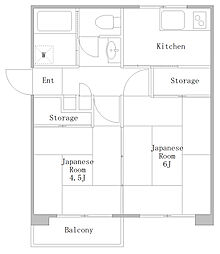 田中マンション1号棟 2Kの間取図画像