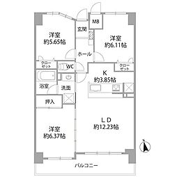 ロワールマンション西公園東 3LDKの間取図画像