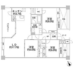 コアマンション笹丘プレジオ 3LDKの間取図画像