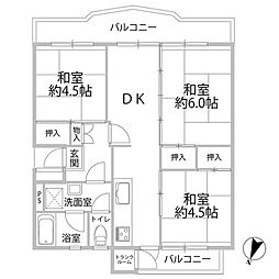UR都市機構下大利団地25 3DKの間取図画像
