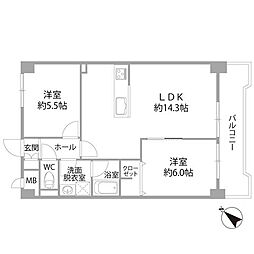 グランピア吉塚2 2LDKの間取図画像