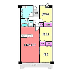 万葉ハイツ舞子 2SLDKの間取図画像