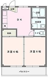 第5大島マンション 2DKの間取図画像