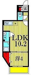 リラフォート津田沼 2階1LDKの間取り