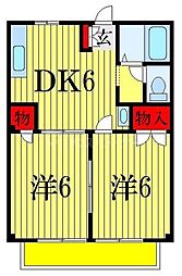 ガーデンヒルズ薬園台 2DKの間取図画像
