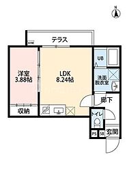 子犬と春風のダイアリー 2階1LDKの間取り