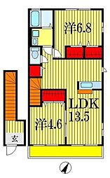 SUN STREAM 2階2LDKの間取り