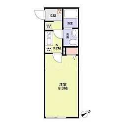 （仮称）船橋日大Ｂ新築計画 2階1Kの間取り