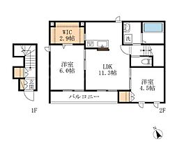 クオーレ鷺沼台 2LDKの間取図画像