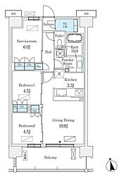 スカイグランデ津田沼 2LDKの間取図画像