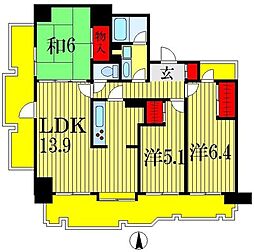 インシュランスビルディング9 3LDKの間取図画像