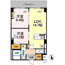 カスタリア西船橋II 2LDKの間取図画像