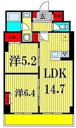 カスタリア西船橋II 2LDKの間取図画像