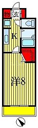 ヴィラロクロー 1Kの間取図画像