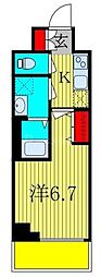 ケーディエックスレジデンス原木中山 1Kの間取図画像