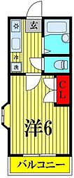 コーポユーカリ 1Kの間取図画像
