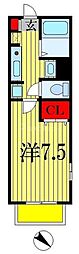 ヒルサイドC 1Kの間取図画像