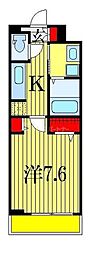 ヒルサイド3 1Kの間取図画像
