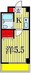 リエス西船橋 1Kの間取図画像