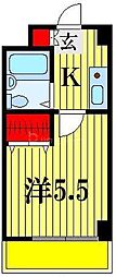 リエス西船橋 1Kの間取図画像