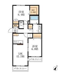 エスペランサ山手 2LDKの間取図画像