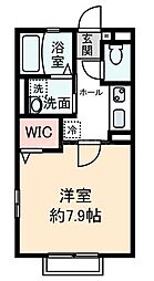 デイリーハイツ2 1Kの間取図画像