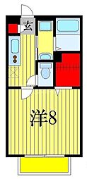 ベルハイム 1Kの間取図画像