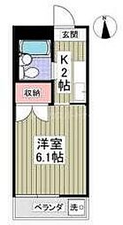 第1ローズハイツ 1Kの間取図画像