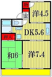 コーポサングリーン 3DKの間取図画像