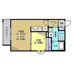 ミリア北習志野 1LDKの間取図画像