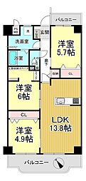 ライフコートフドウ育和公園ハイツ 3LDKの間取図画像