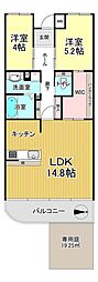 阪神住建グランソフィア長居公園 2LDKの間取図画像