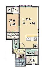 ヴェール・リム1 1LDKの間取図画像
