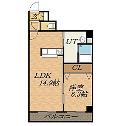 エステラ東札幌 1LDKの間取図画像