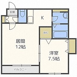 クラリス菊水5 1LDKの間取図画像