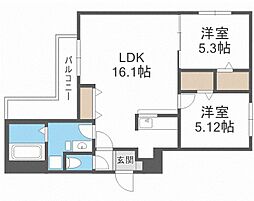 ルチェルナ中の島 2LDKの間取図画像
