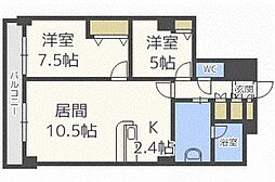 PRIMEURBAN札幌リバーフロント 2LDKの間取図画像