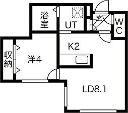 フェリーチェ新札幌 1LDKの間取図画像